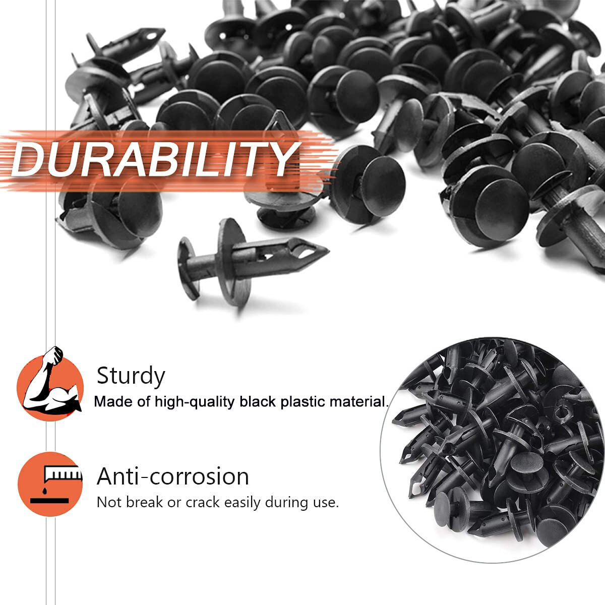200PCS 8mm Bumper Clips Retainer Auto Car Plastic Rivets Fastener Fender Push