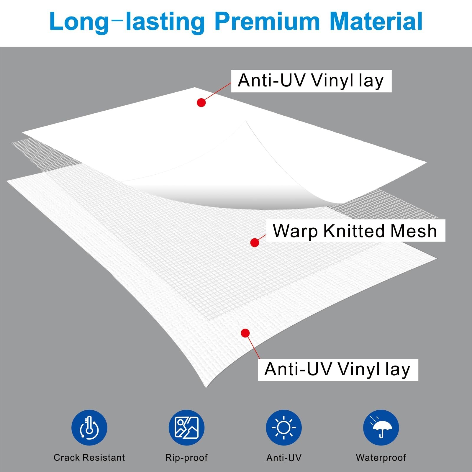Universal RV Slide Out Awning Fabric Replacement – 49″ x 170″ White Topper for 5