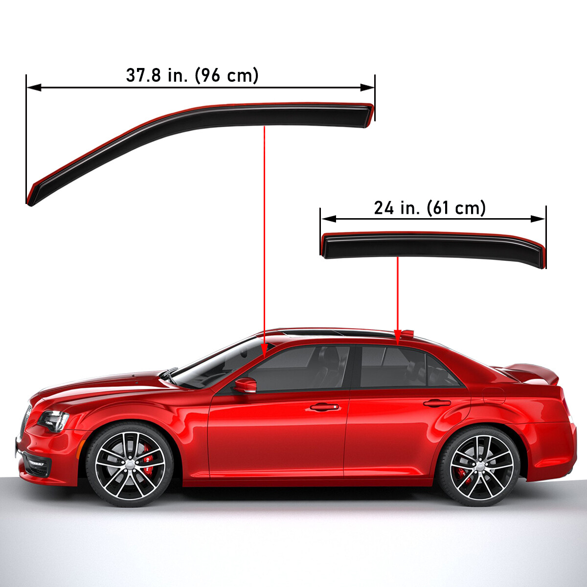 In-Channel Window Visors Wind Deflectors Rain Guards Fits 2011-2023 Chrysler 300