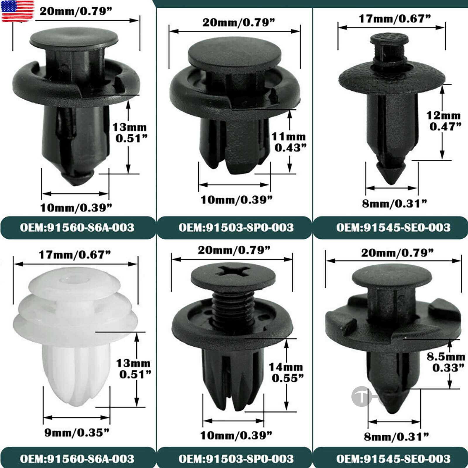 For HONDA Trim Panel Clips Bumper Fender Fastener Push Rivets 91503-SZ3-003