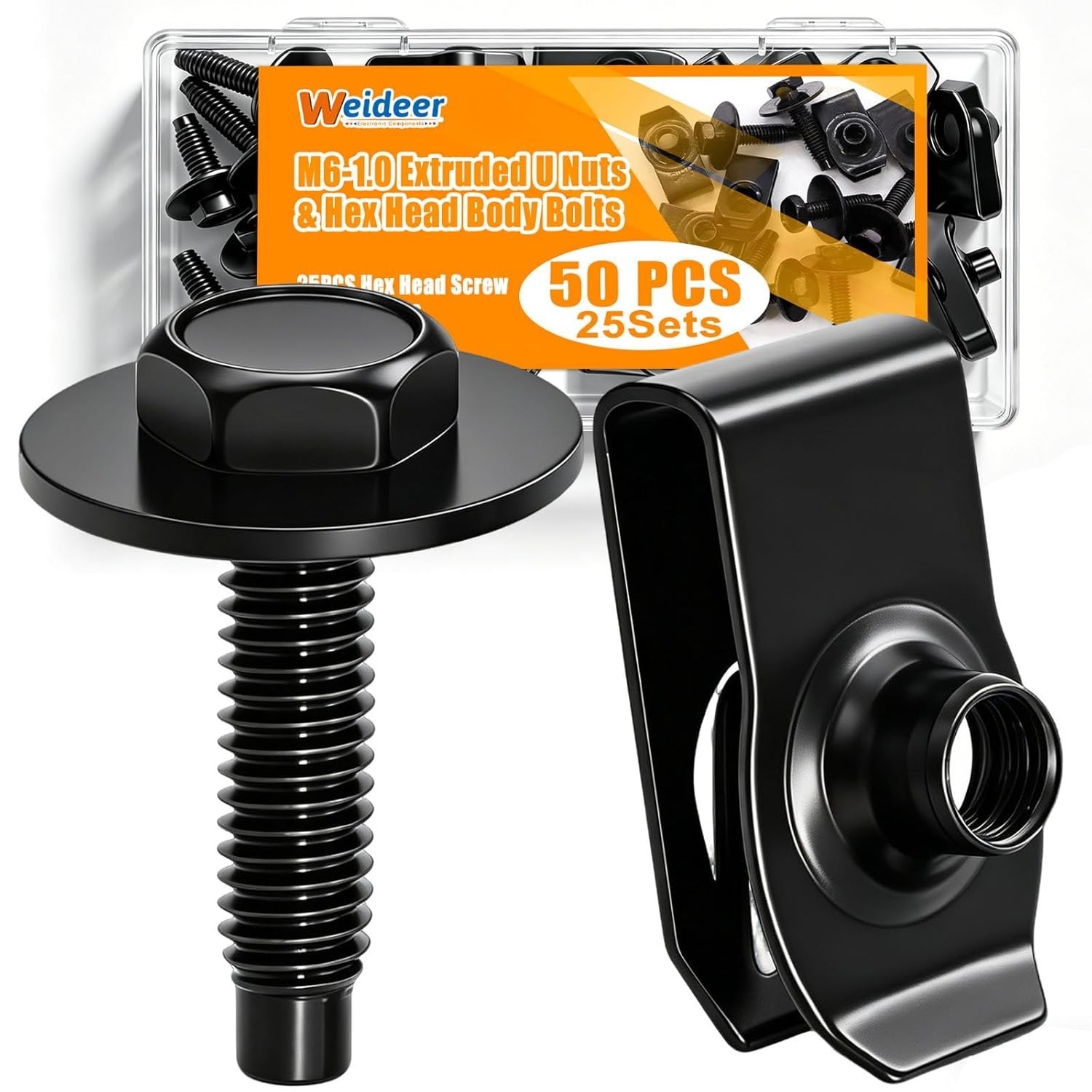 50PCS M6-1.0 Universal Fender Liner Screw U Nut Kit,Engine Splash Shield Hex …