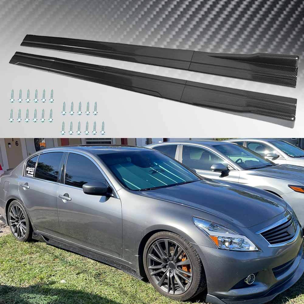 For INFINITI G37 G35 Sedan Side Skirt Extension Splitter Carbon Fiber Panel US