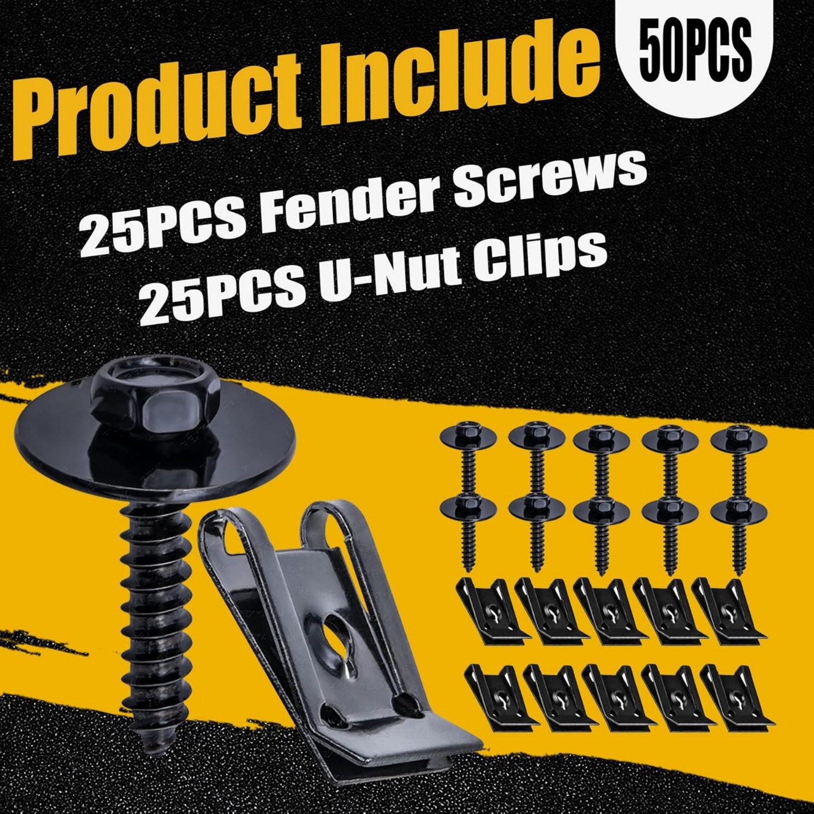 100PCS M4.2 Universal Fender Liner Screw U Nut Kit Engine Splash Shield Hex Head