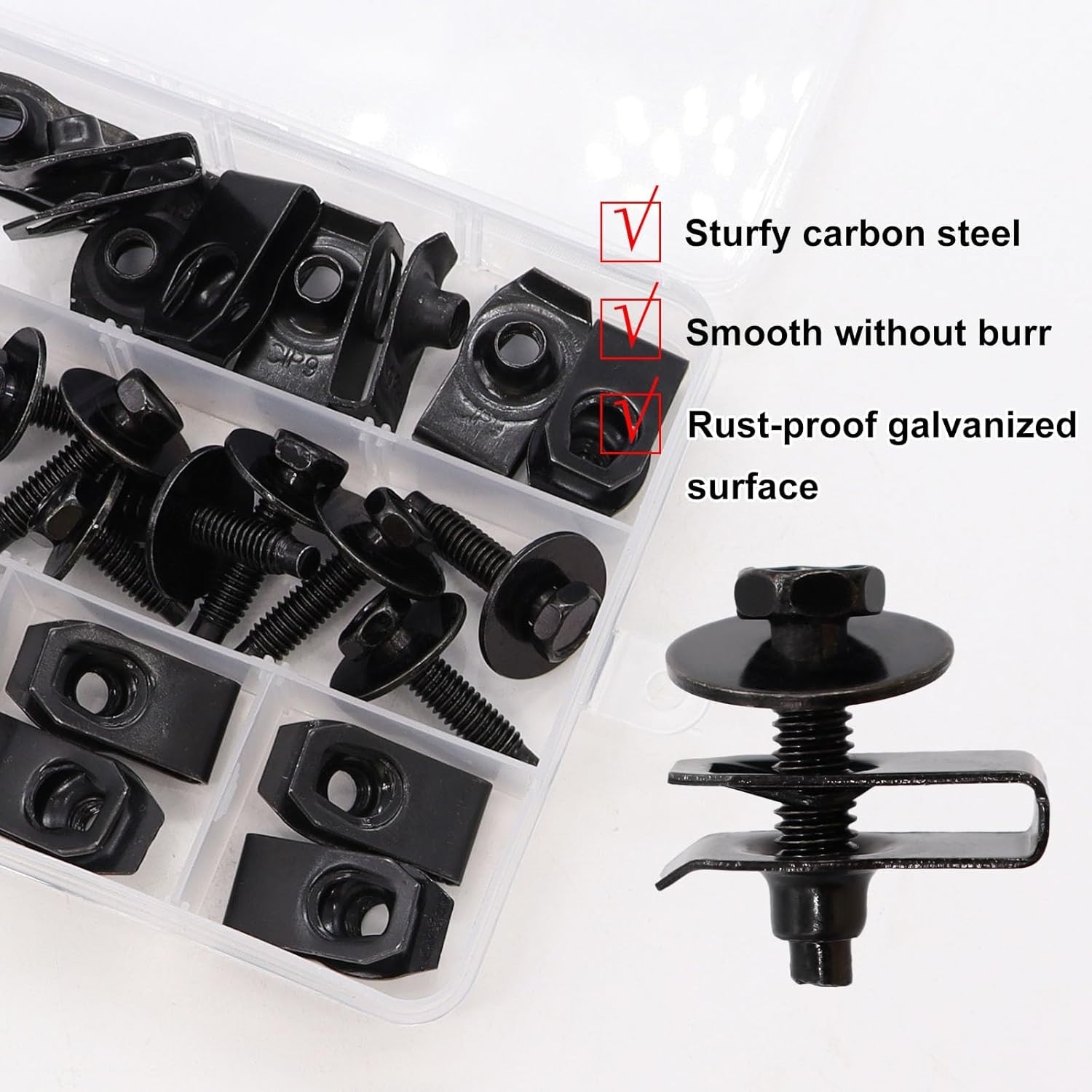 50PCS M6-1.0 Universal Fender Liner Screw U Nut Kit,Engine Splash Shield Hex …