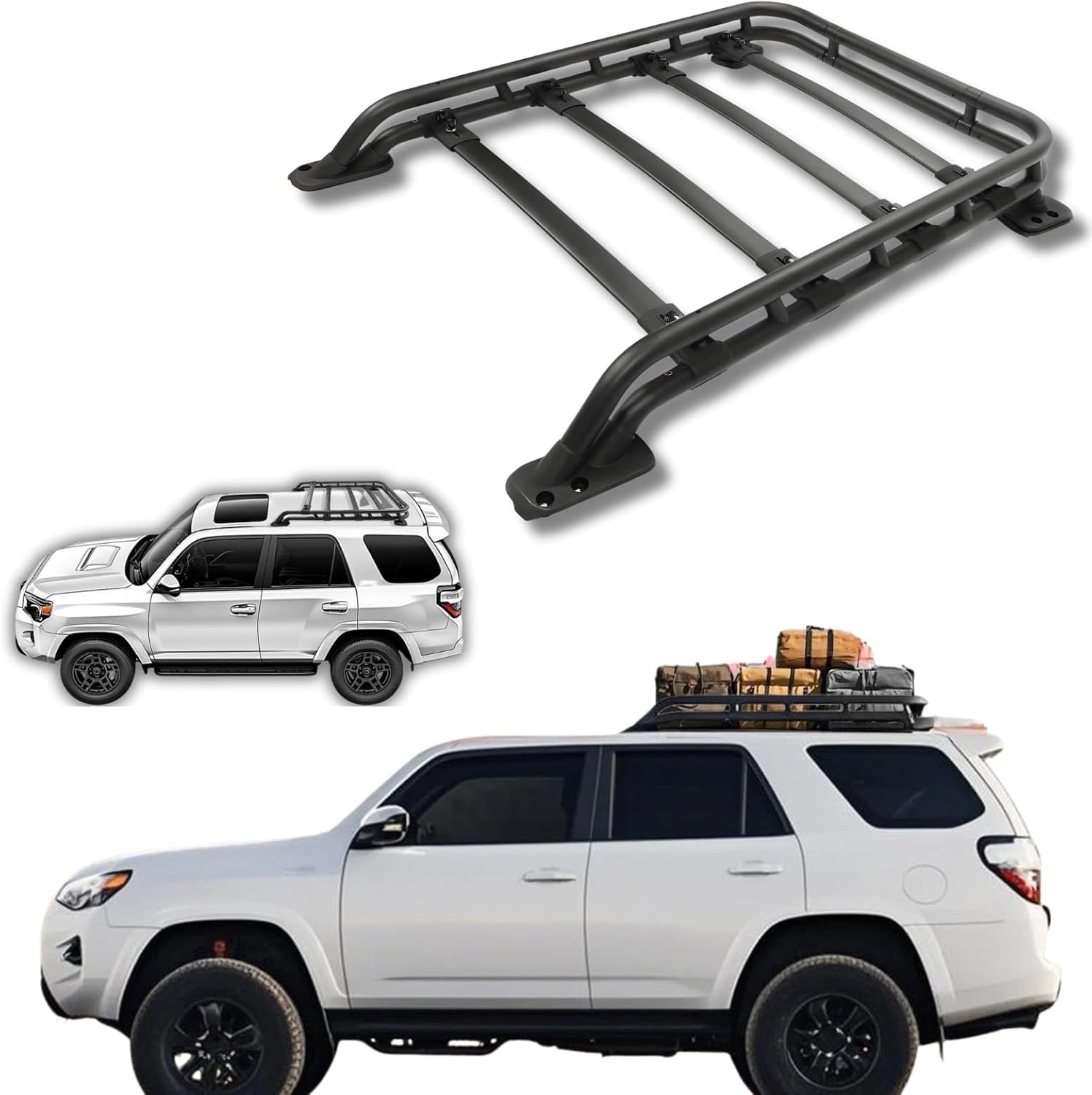 350LBS Roof Rack Free Extra Cross Bar Cargo Basket For Toyota 4Runner 2010-23 24