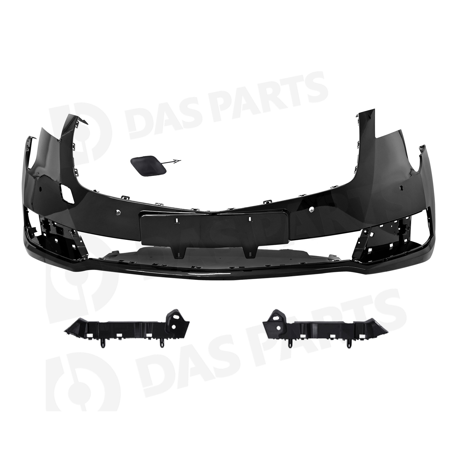 Painted PX8 Gloss Black Front Bumper Cover Grille Kit For 2018 2019 Cadillac XTS