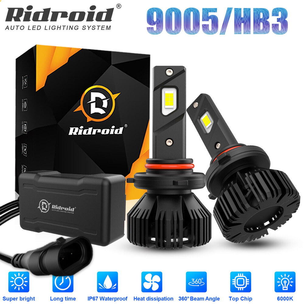 RIDROID 9005 HB3 LED Headlight Super Bright Bulbs Kit HIGH/LOW Beam 6500K White