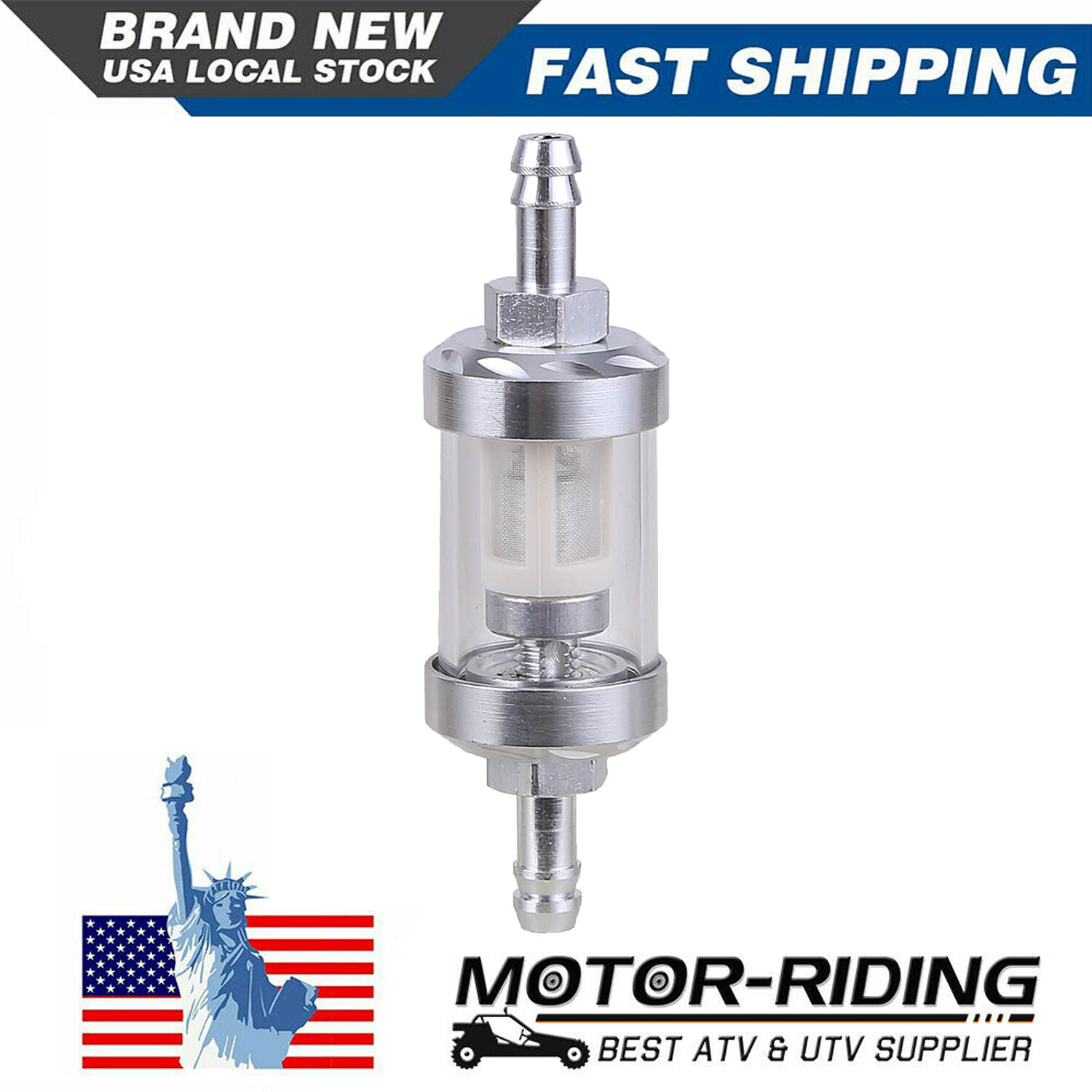 Universal Reusable Washable 5/16″ 8mm Inline Metal Gas Fuel Filter Motorcycle