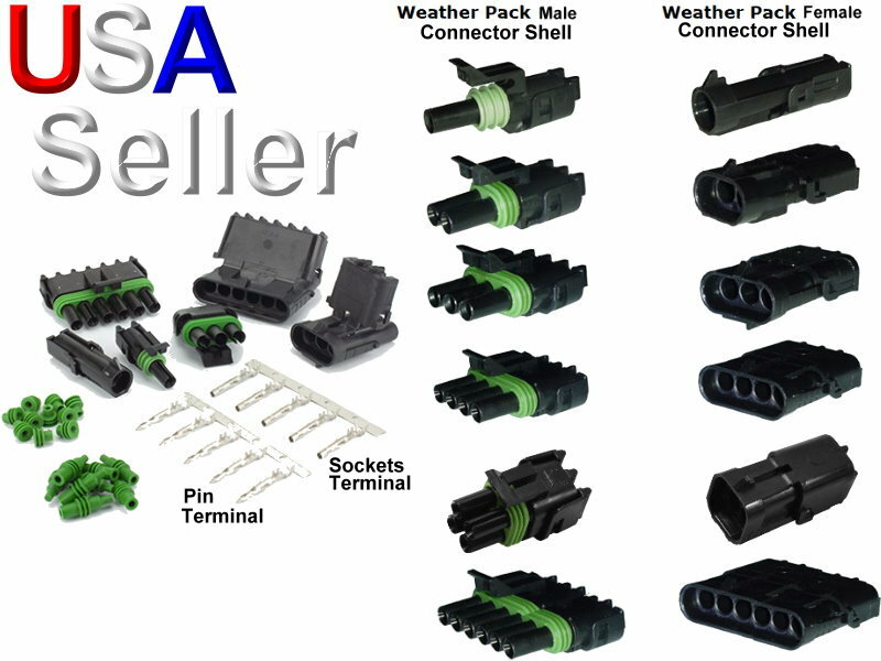 Delphi Weather Pack Connector Kit Sealed Seals Terminals Pigtails Male Female GM