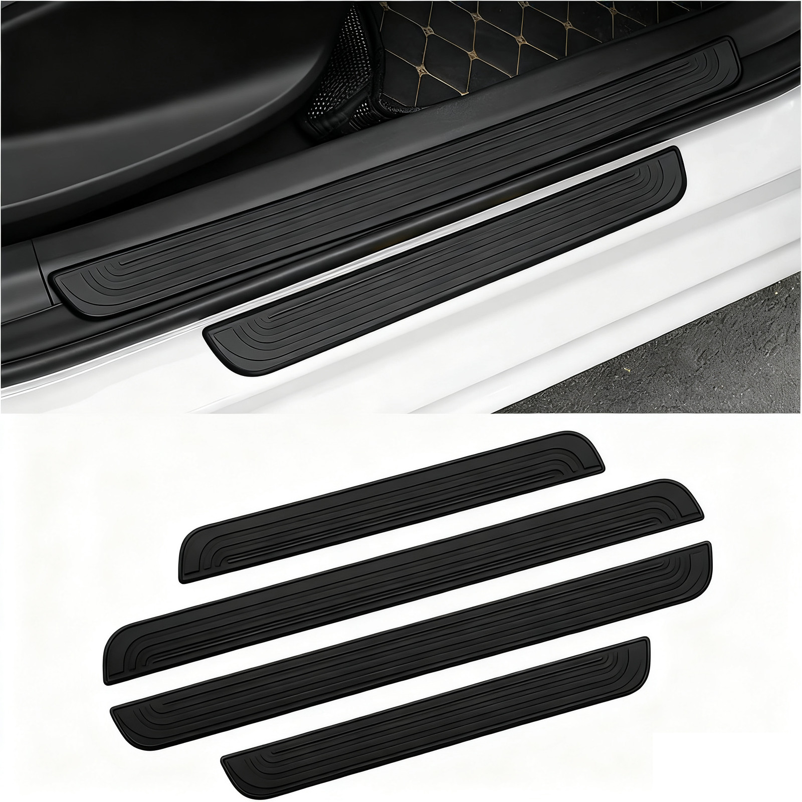 4x For PVC Rubber Ram 1500 Car Door Sill Threshold Protector Step Edge Cover