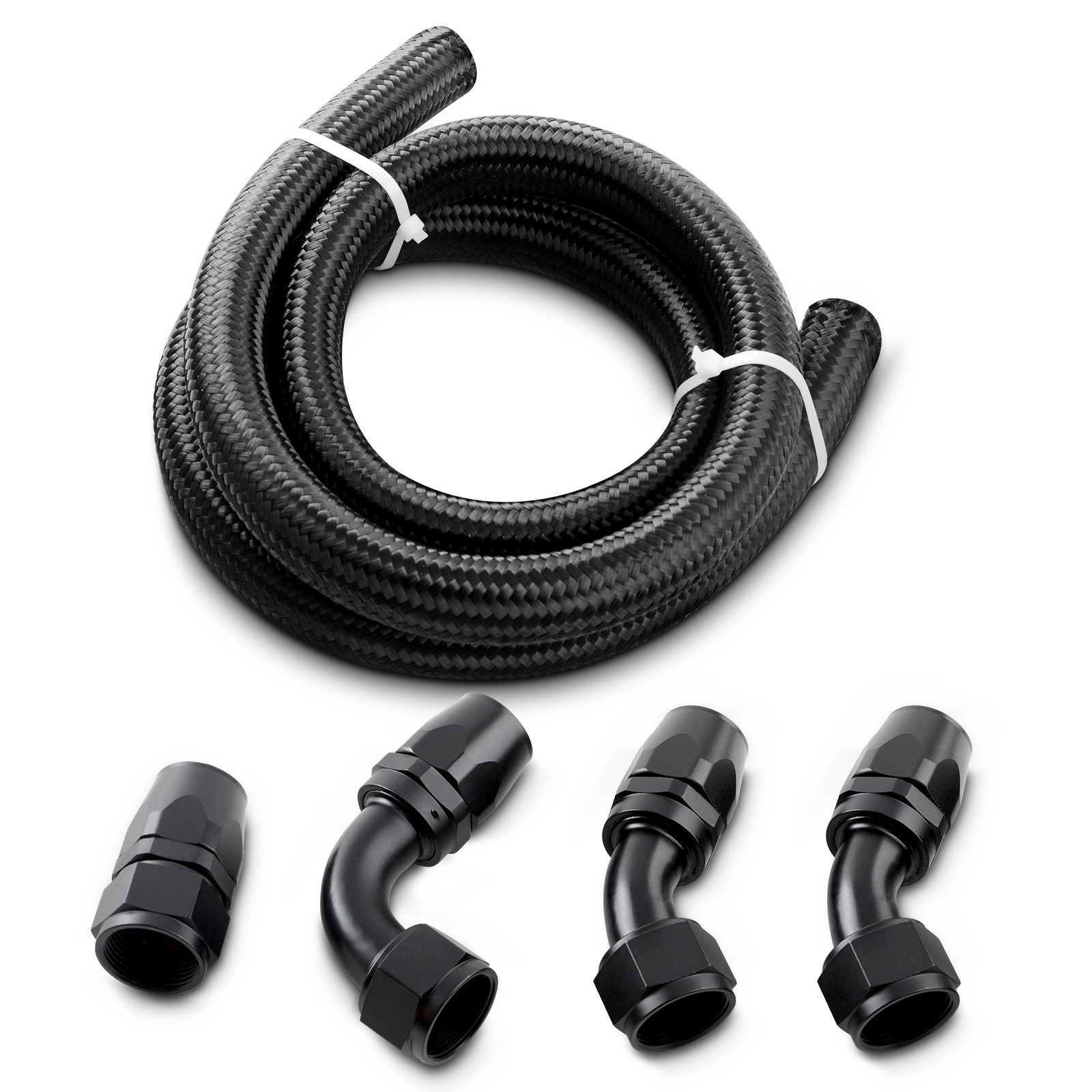 16AN Hose Fuel line 5 feet with Nylon braided fuel hoses 90 Degree 45 Degree 1PX