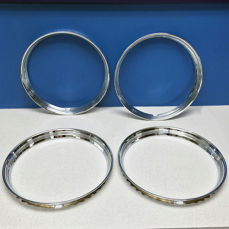 15″ Stainless Steel Chrome HOT ROD Ribbed Trim Rings / Beauty Rings SET/4 TR2551