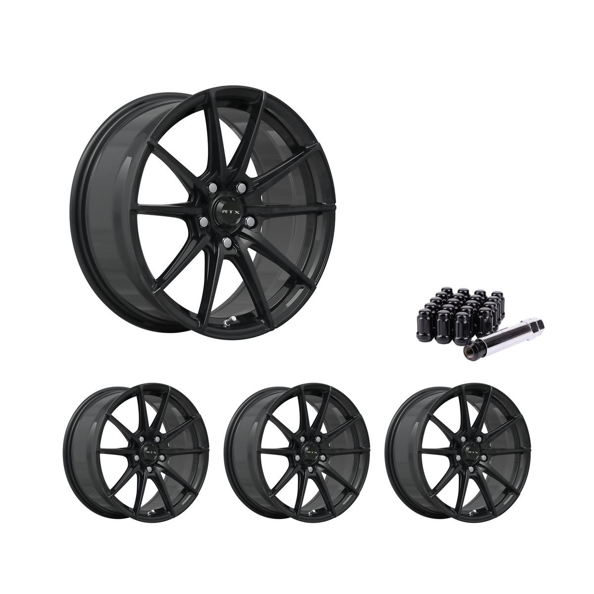 5×114.3 Set of 4 18″ Rims Black Alloy Wheel fits 2003-08 Hyundai Tiburon, OE7U R
