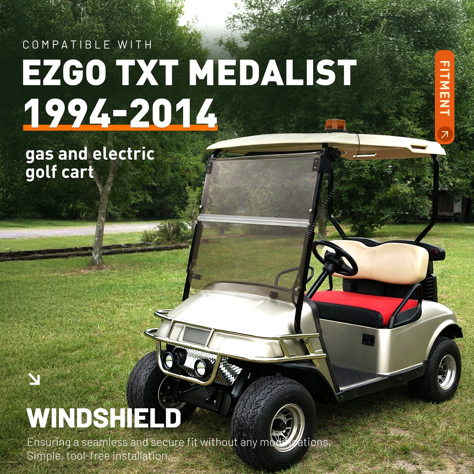 Golf Cart Fold Down Tinted Windshield Windscreen For EZGO TXT 1994-2013 2014