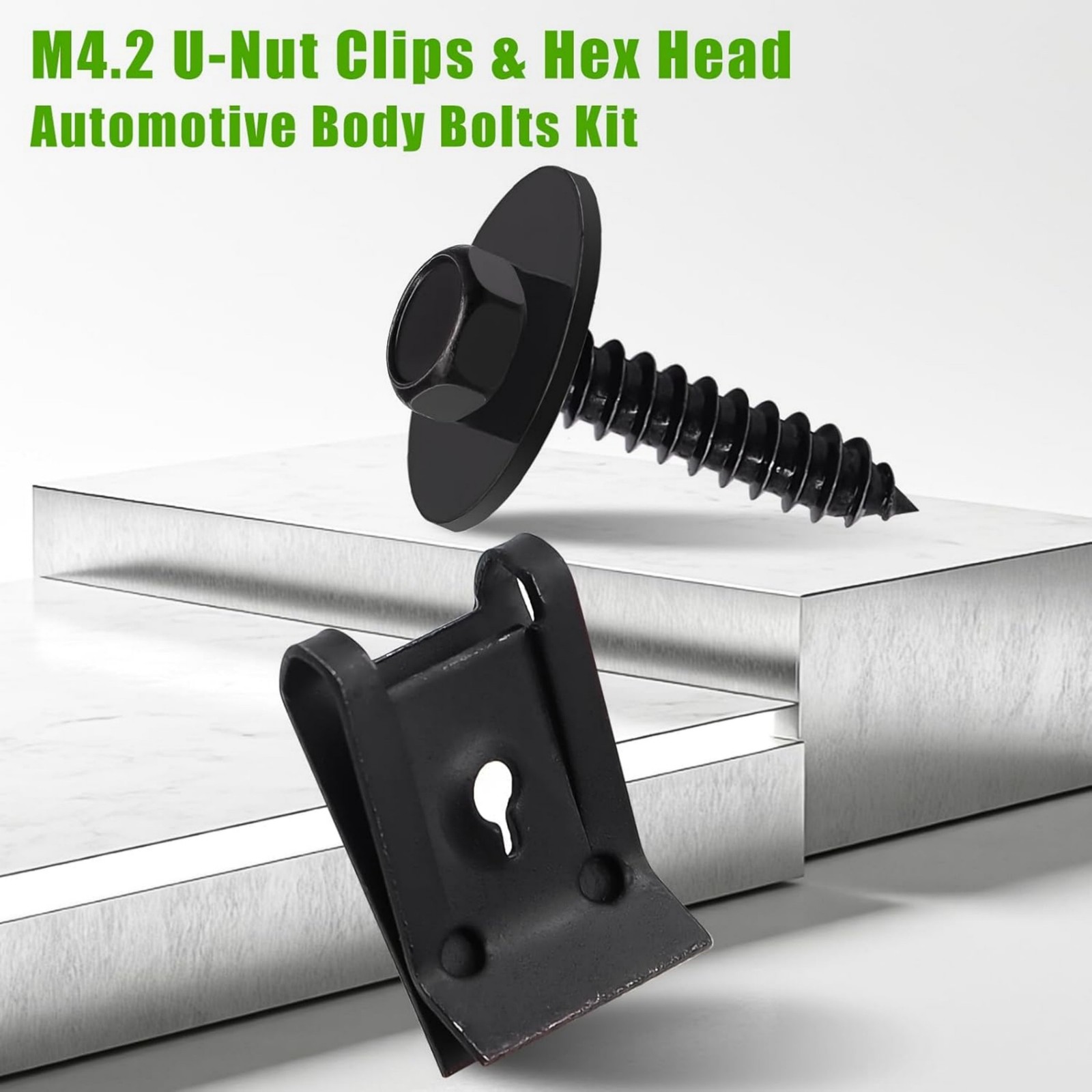 100PCS M4.2 Universal Fender Liner Screw U Nut Kit Engine Splash Shield Hex Head