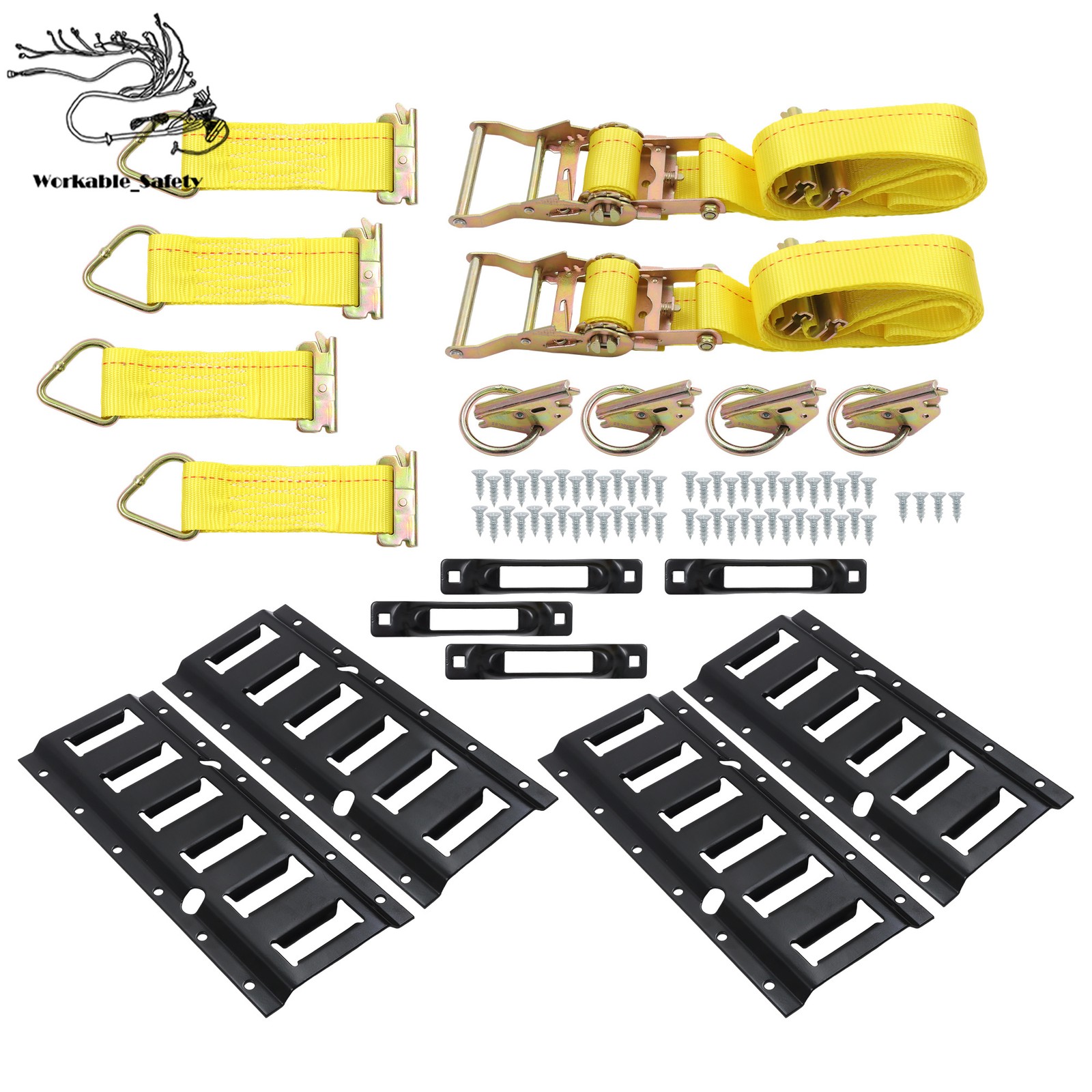 18 Pack 1′ E-Track Rail Set, Black Powder Coated Finish Fit For Trailers & Vans
