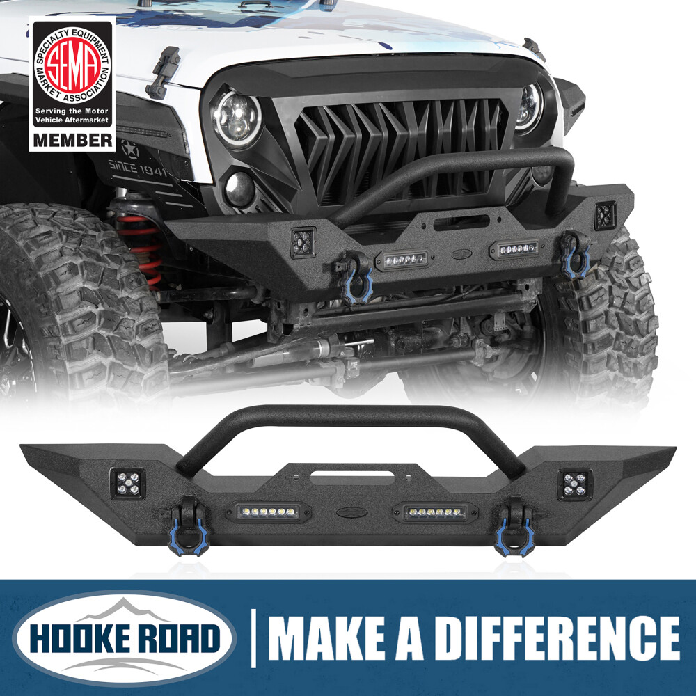 Hooke Road Front Bumper Rear Bumper or Skid Plate Fit Jeep WranglerJK 2007-2018