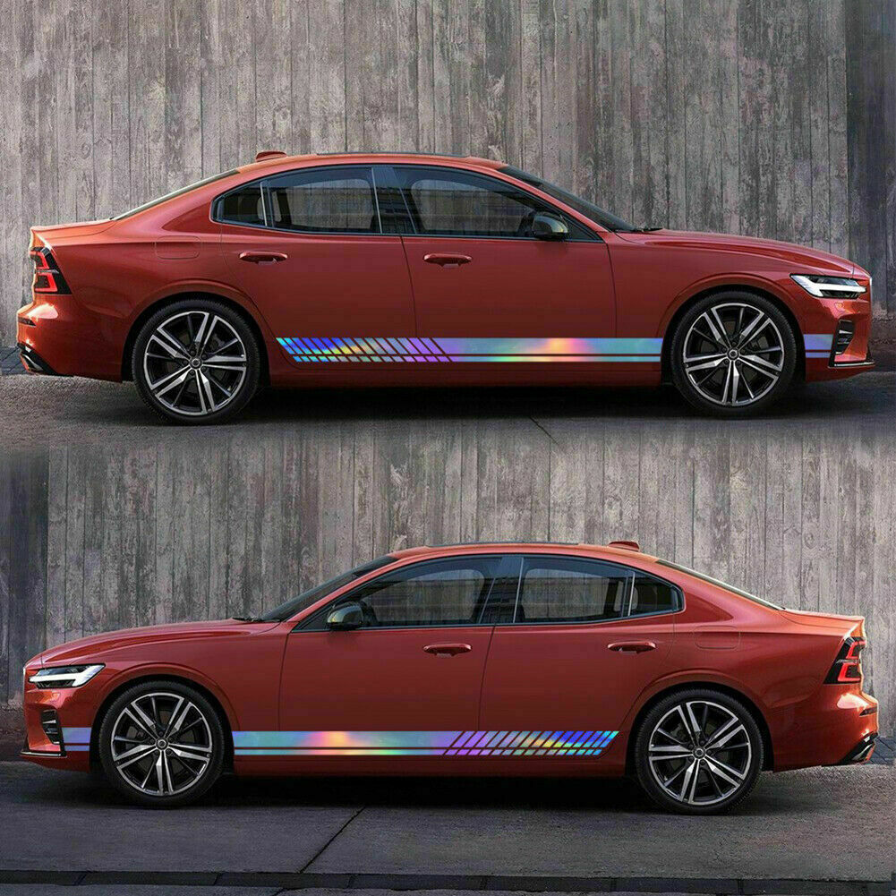 NEO Laser Sport Racing Stripes Car Body Side Door Skirt Decal Stickers Universal