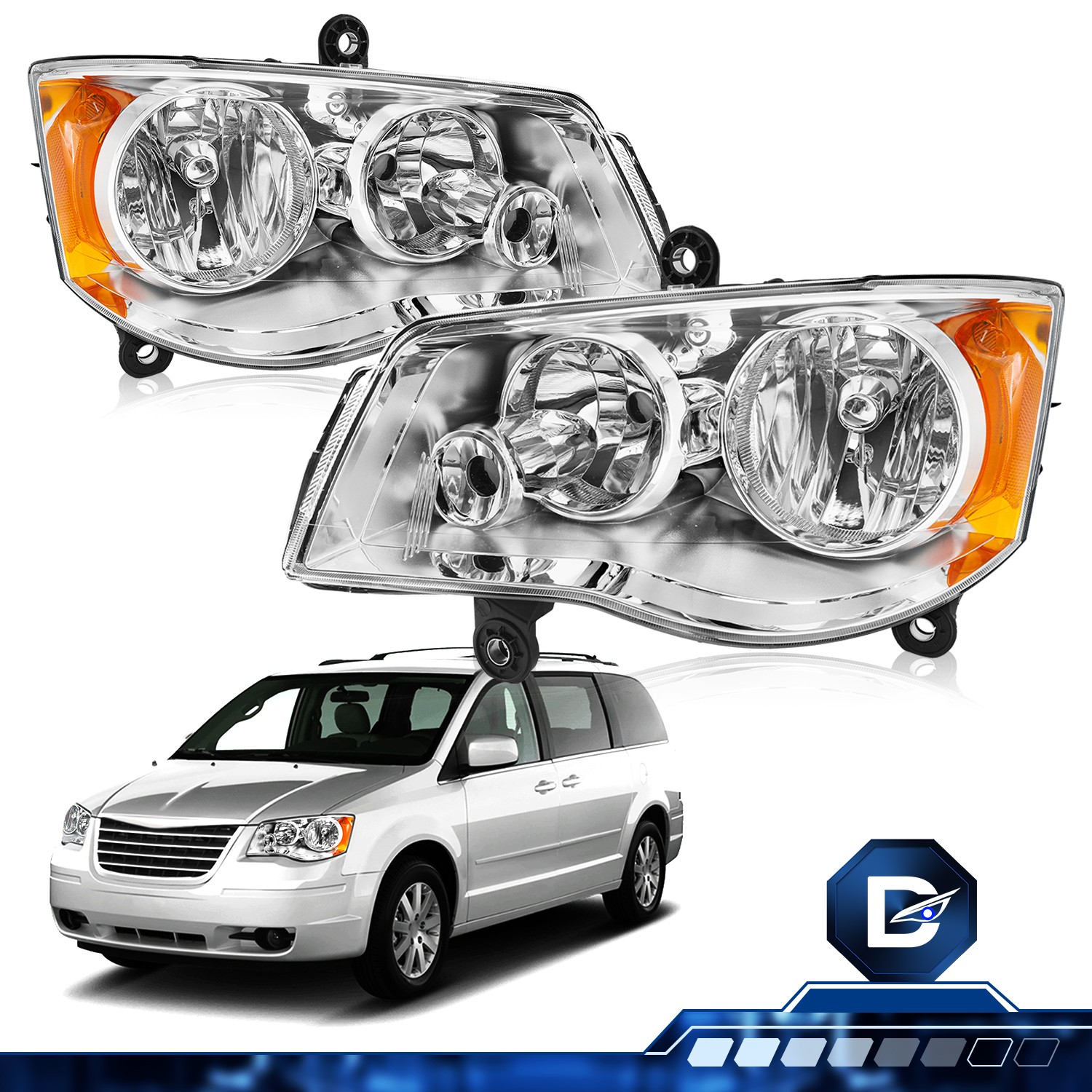 For 2008-2016 Chrysler Town&Country 11-20 Dodge Grand Caravan Headlights Pair