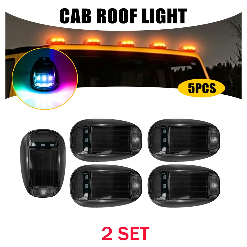 10PCS Solar Powered Cab Light LED Wireless Cab Roof Lights RGB Fits Pickup Truck