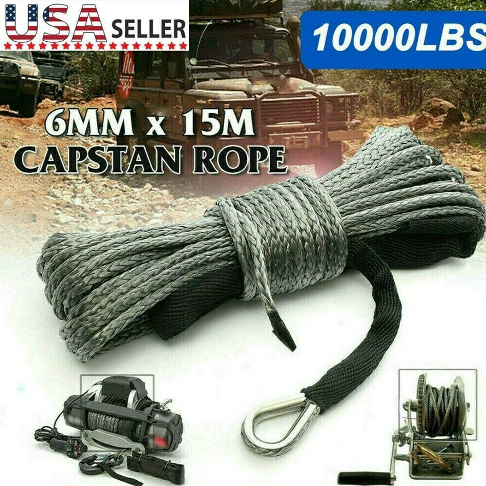 1/4″x50′ 10000LBS Synthetic Winch Rope Recovery Cable 4WD ATV UTV w/ Sheath US