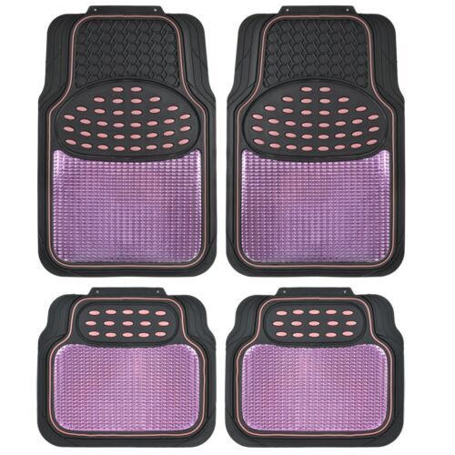 BDK PolyPro Pink Car Seat Covers and All Weather Rubber Floor Mats for Sedan SUV