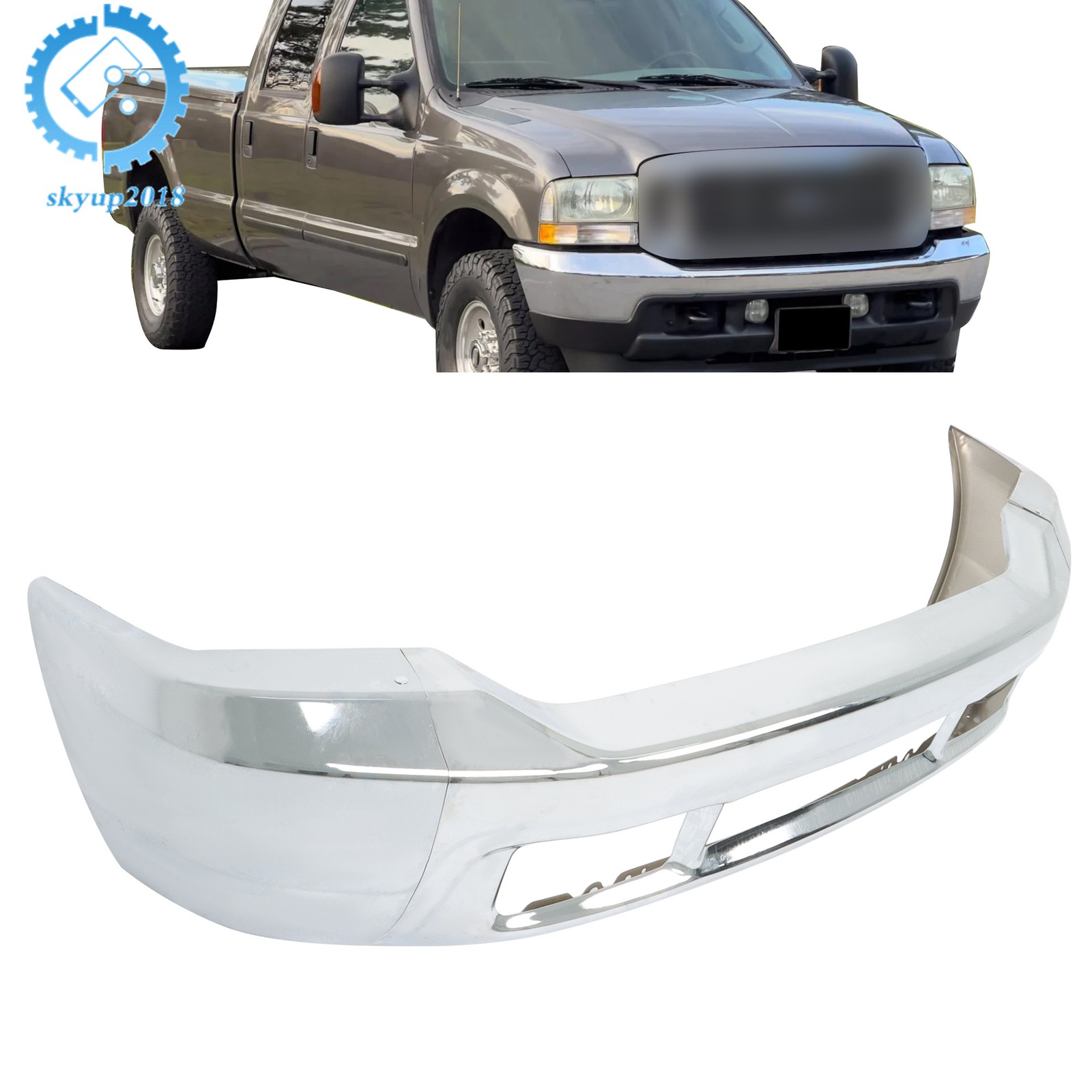 Front Bumper Face Bar Split-Type For Ford F-250 F-350 1999 00-2004 Chrome Steel