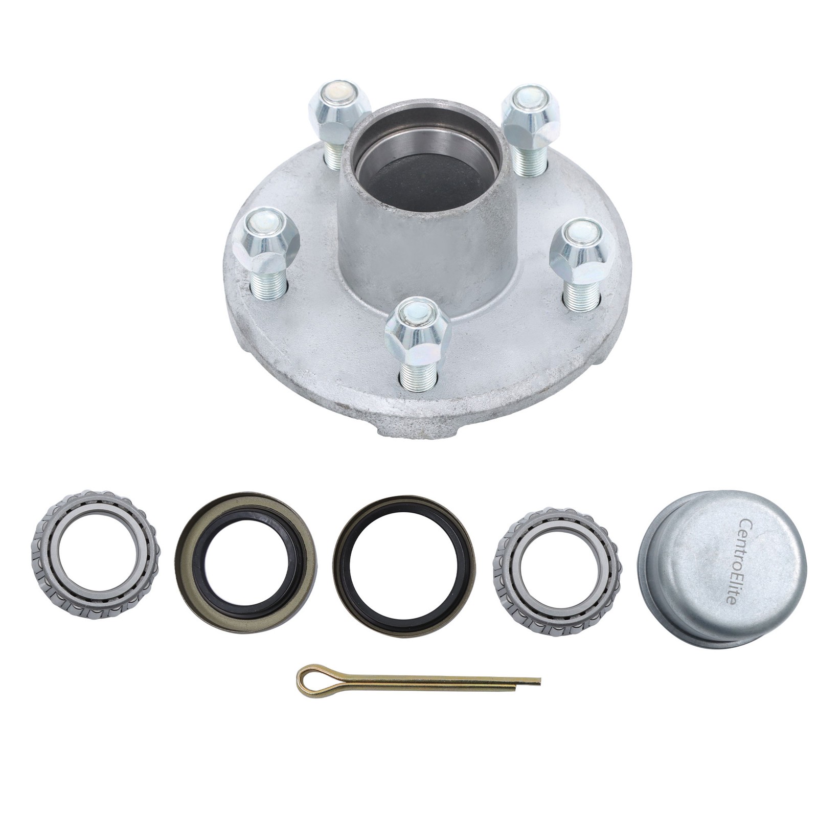 For 2000 lbs. 1.0625″ Spindle 5 x 4.5″ Galvanized Trailer Hub Kit-6 pieces/set