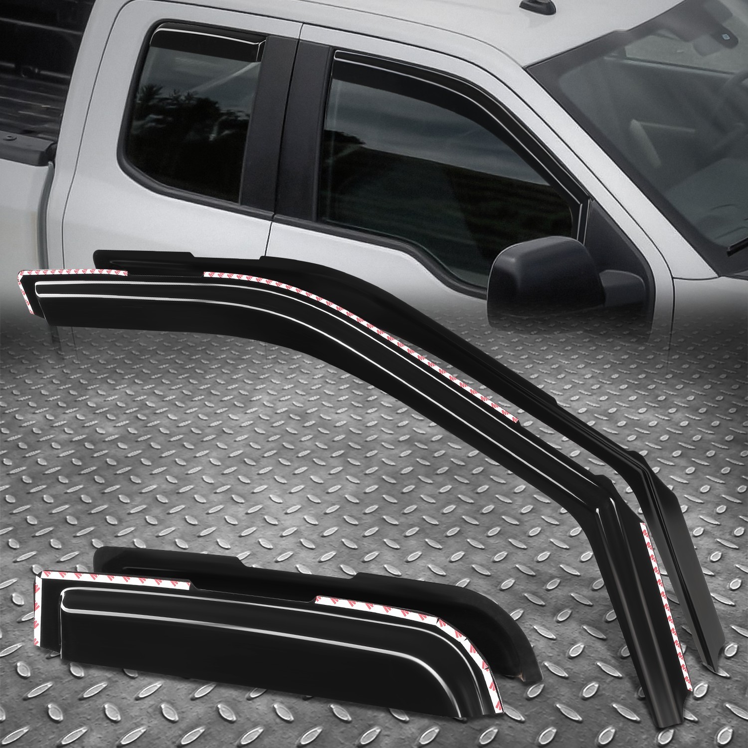 For 15-26 Ford F150 F250 F350 Super Cab Window Visor Sun Rain Guard Deflector