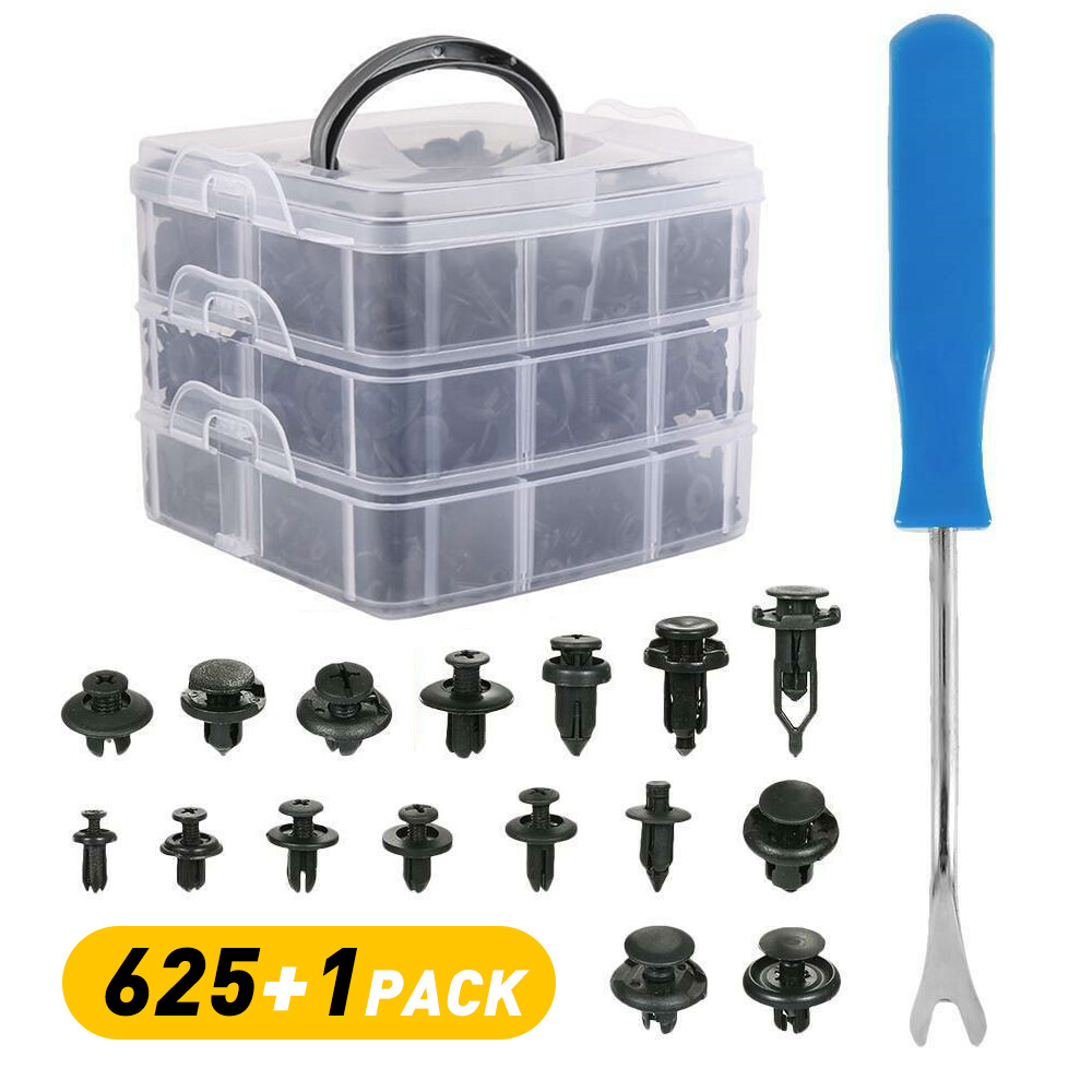 625PCS Push Car Auto Retainer Clips + Plastic Fasteners Set For Toyota Honda GM