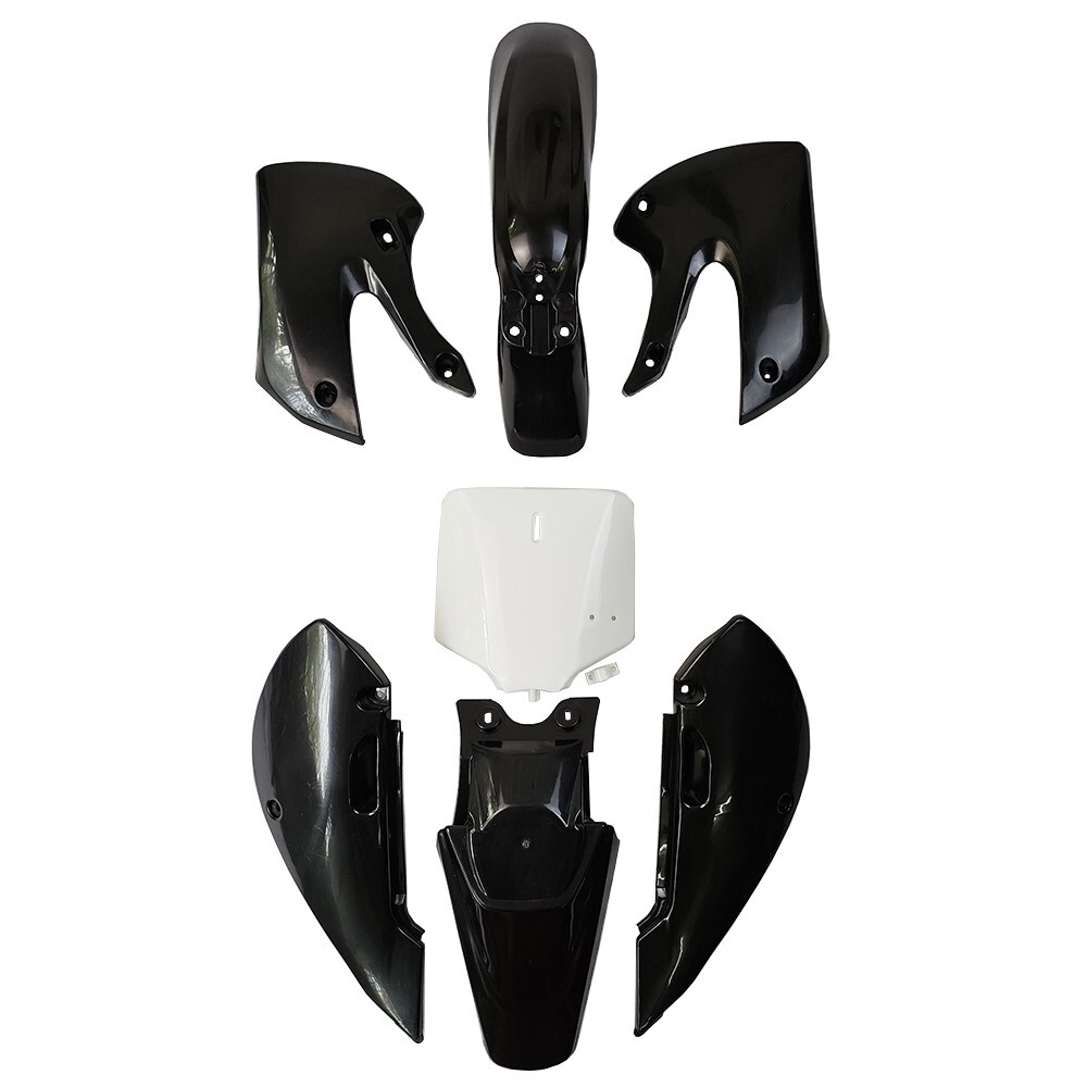 6 Black+1 White Plastic Fender Fairing Kits Body Kit For KX65 KLX110 DRZ110 RM65