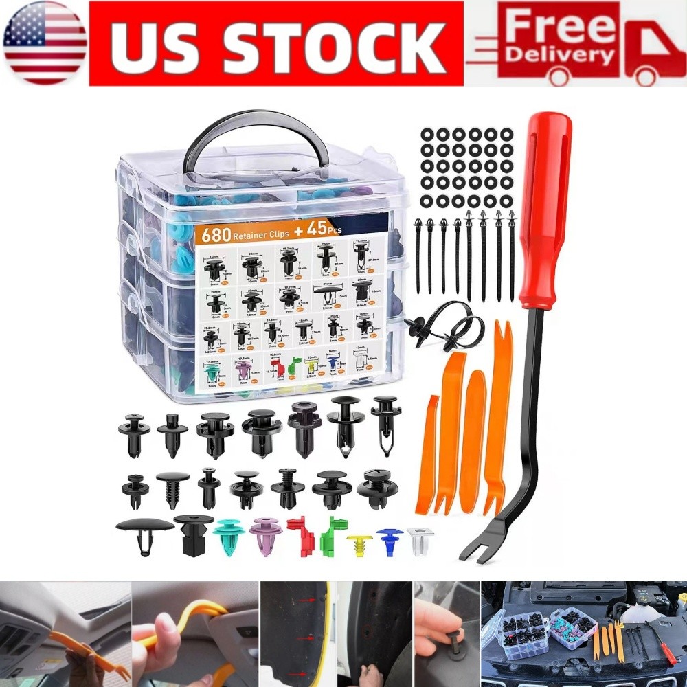 725Pcs Car Retainer Clips Auto Body Molding Trim Fastener Push Pins Bumper Clips