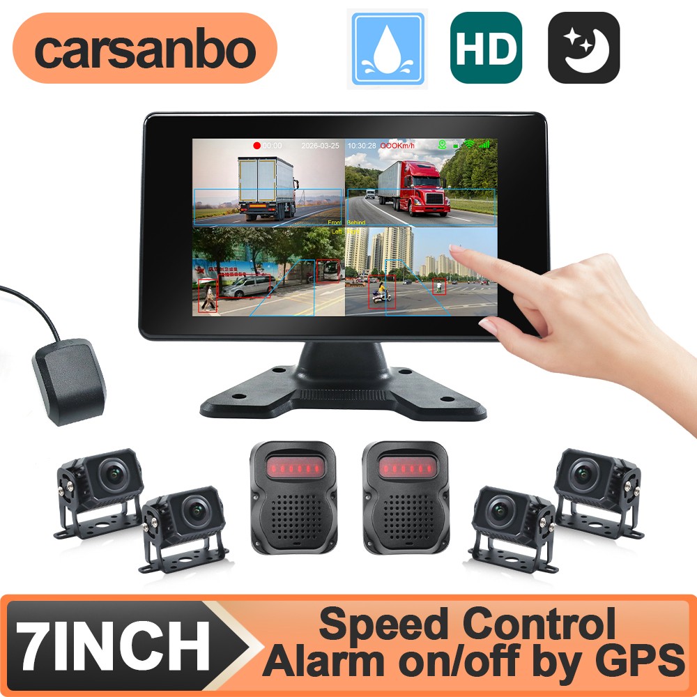 7in 4-CH 360° Surround View Camera System with BSD Warning & GPS Parking Monitor