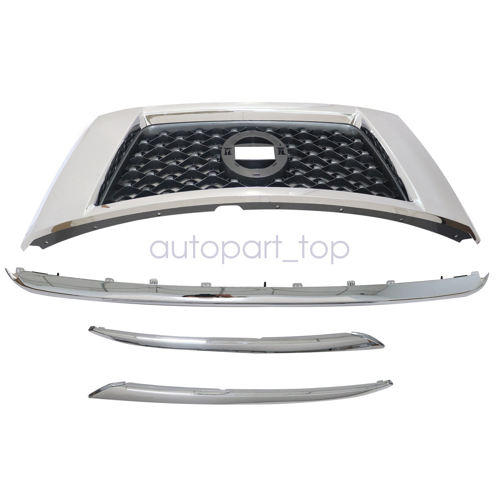 Grille Assembly + Chrome Moldings Trim Assembly For 2013-2016 Nissan Pathfinder