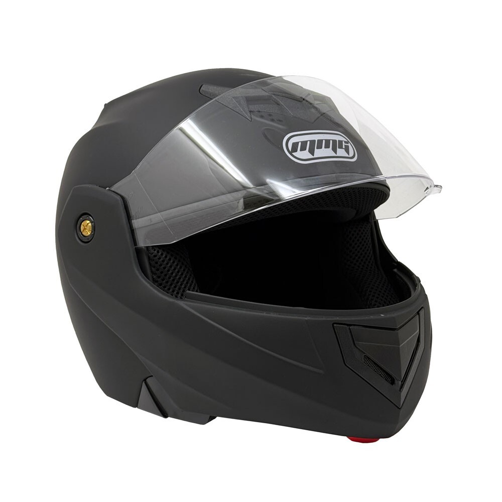 MMG Adult Motorcycle Modular Full Face Helmet Flip up Visor (Matte Black, Med)