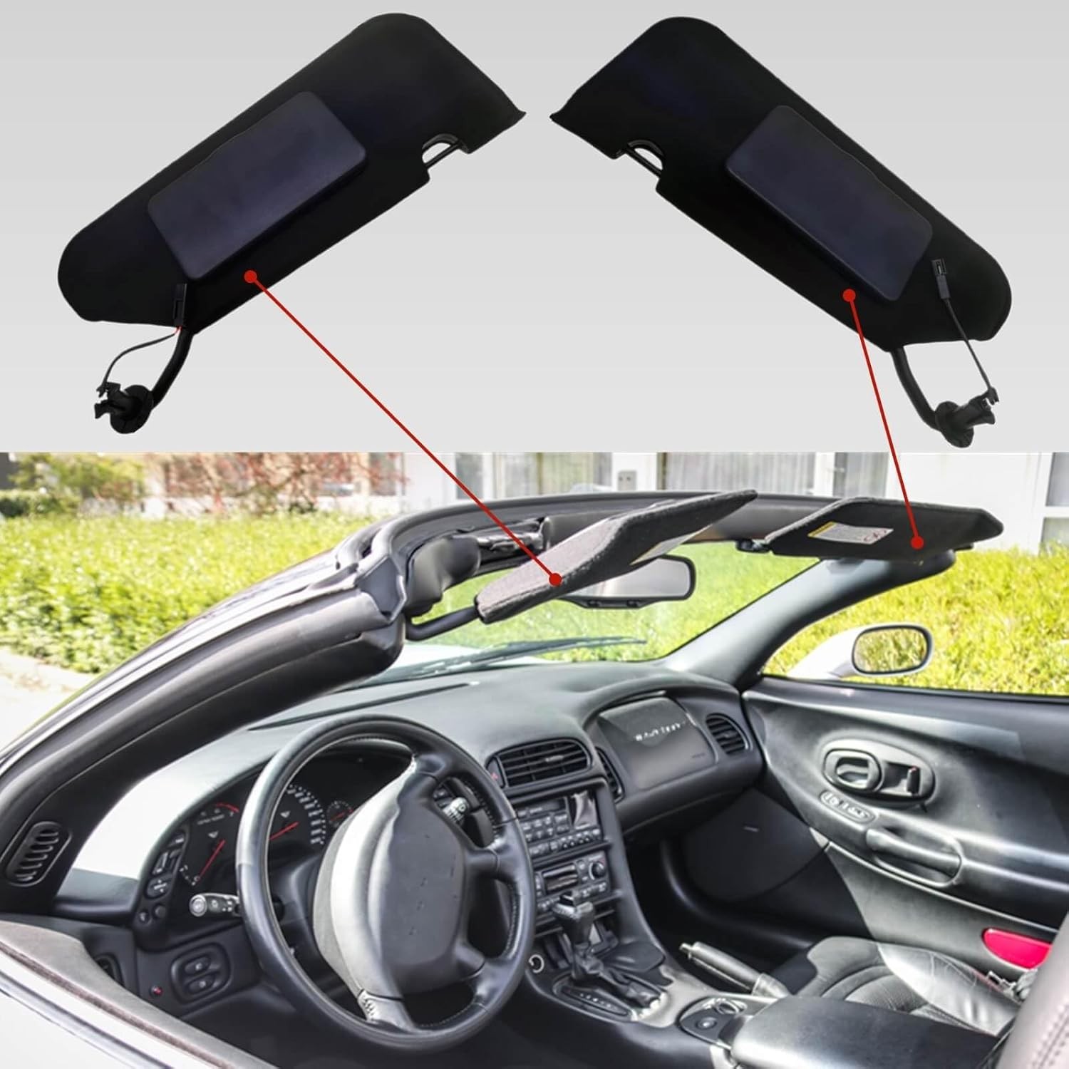 Driver& Passenger Side Sun Visor For 2005-2013 Chevrolet C6 Corvette W/LED Light