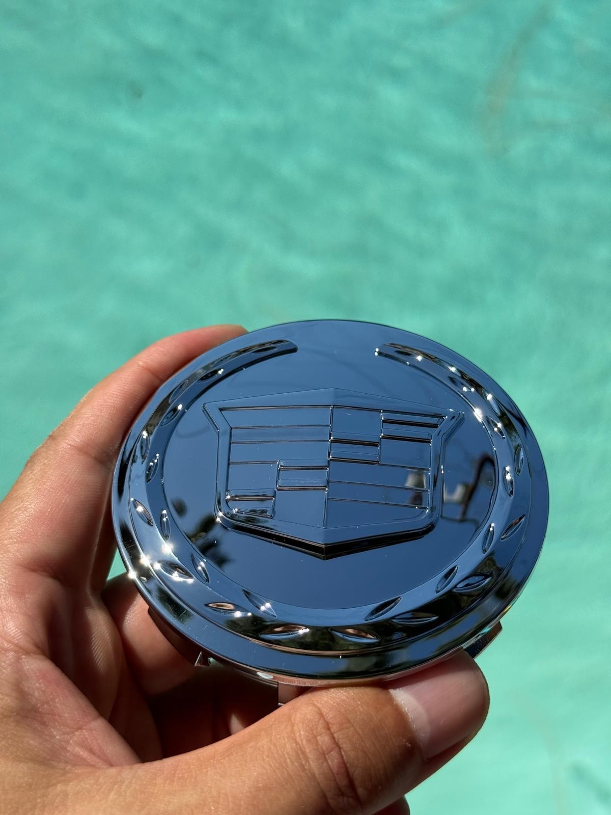 4 X Cadillac FULL Chrome Center Caps 83MM, Satisfaction Guaranteed!