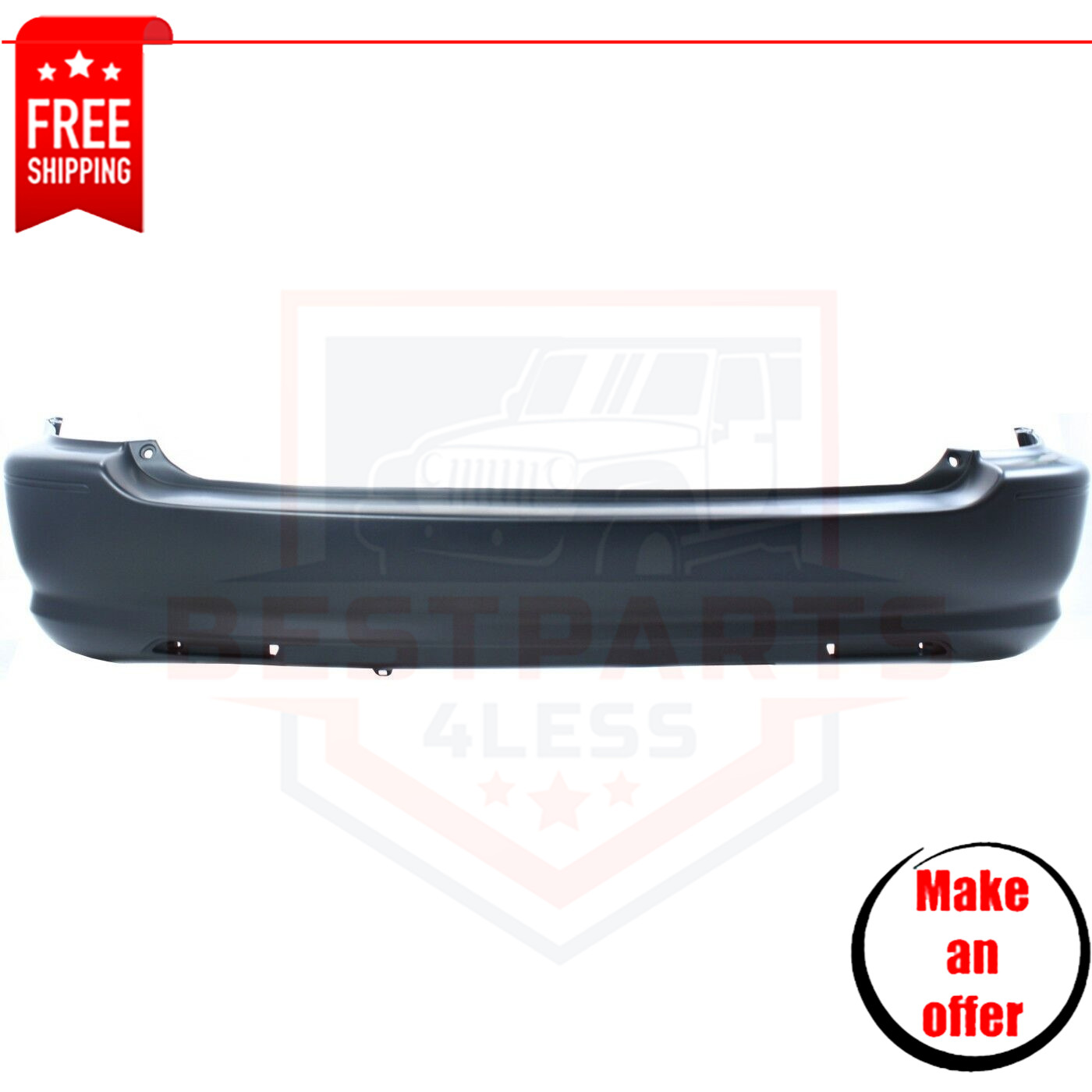 Bumper Cover for 99-2003 Lexus RX300 3.0L 6Cyl Rear Primed w/ Side Marker Holes