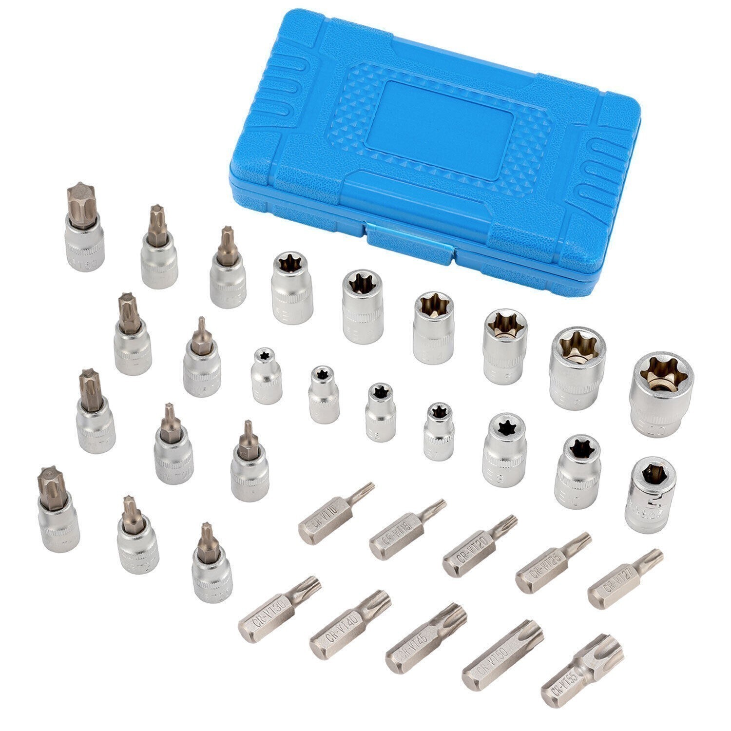 Drive Male Female Torx Star Bit Socket E-Socket Set Handheld Tool 34Pcs For Car