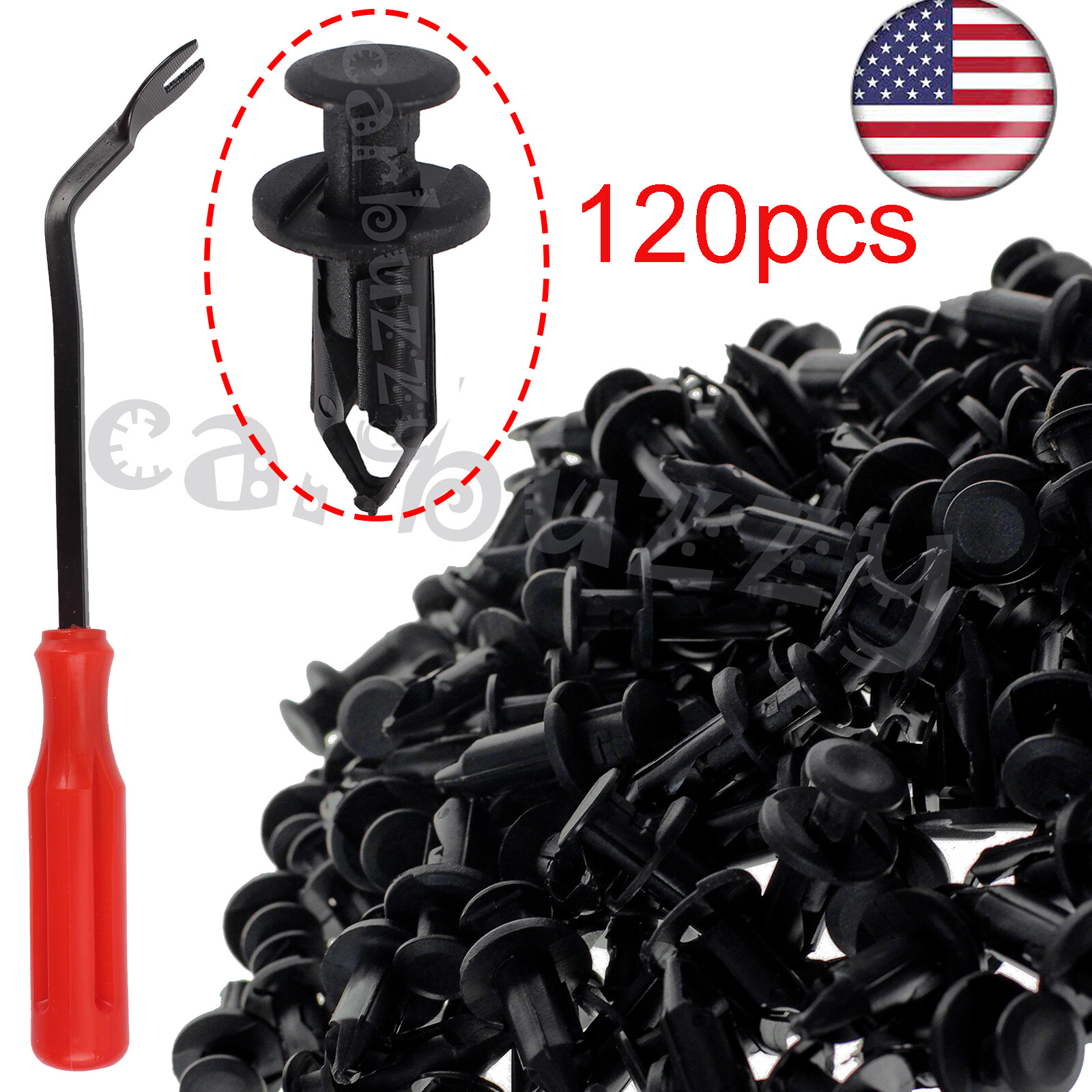 120x ATV 8MM Hole Plastic Rivets Retainer Fender Bumper Push Pin Fastener Clips