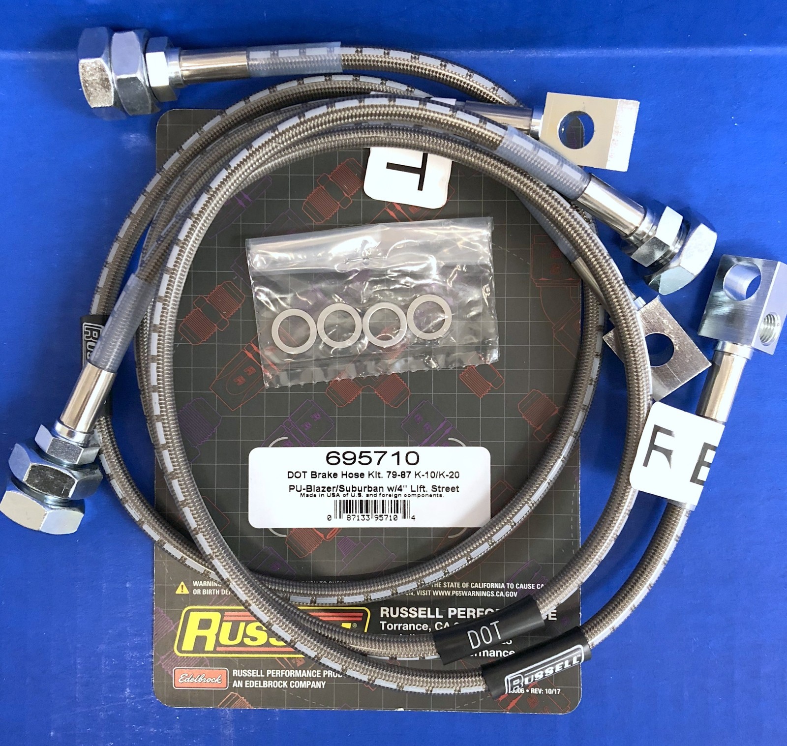 Russell Stainless Brake Hose Line Kit 1979-87 Chevy GMC K1500 K2500 4WD 4″ Lift