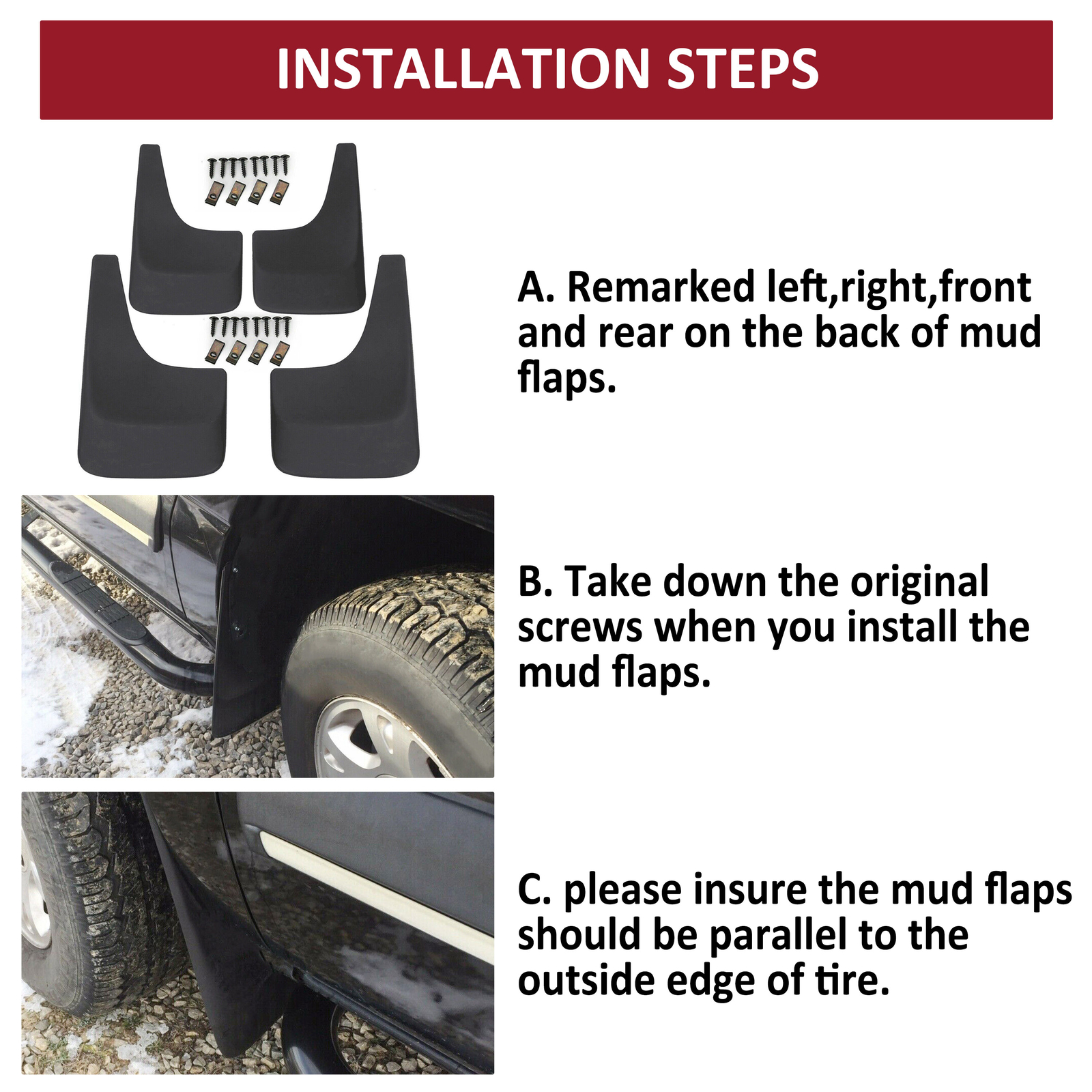 4x Mud Flaps Splash Guards For 2001-14 Chevy Silverado Suburban Tahoe Avalanche