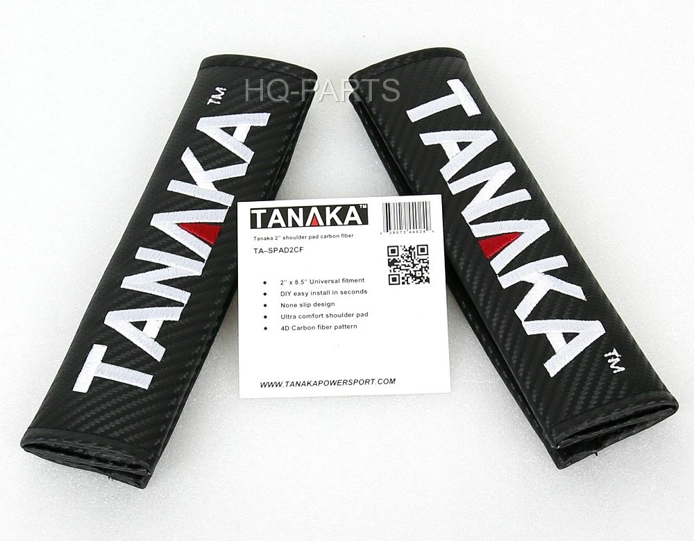 TANAKA CARBON FIBER PATTERN SAFETY SEAT BELT STRAP COVER SHOULDER PADS PAIR
