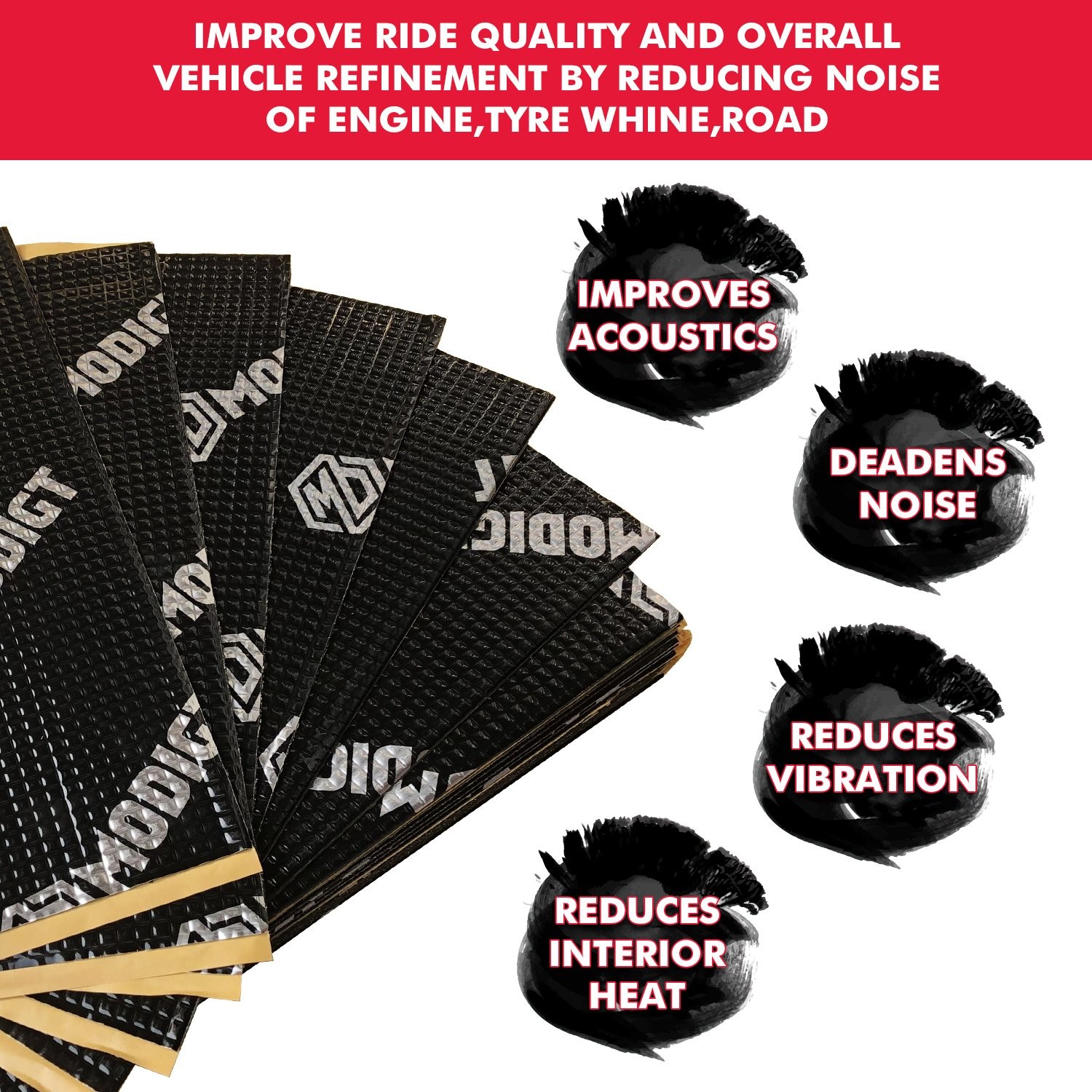 8/10/12 Sheets Butyl Sound Deadener Heat Insulation&Vibration Self-Adhesive Mat