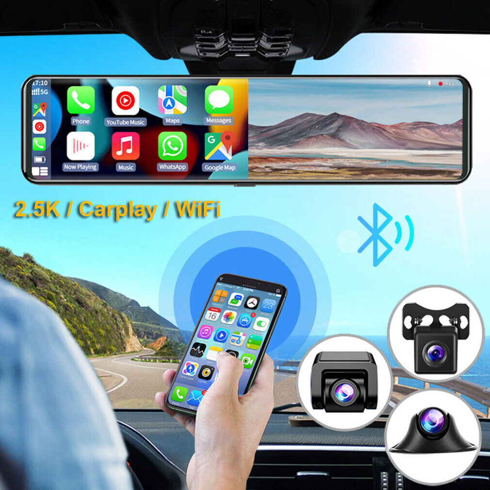 11.26INCH Touch Screen +GPS Mirror Dash Cam Wireless Apple Carplay Android HOT