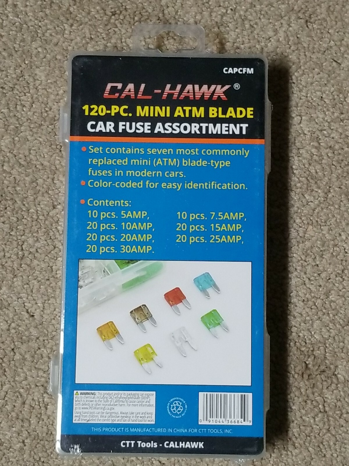 120 Piece Mini Assorted Car Fuse Set 7 Color Coded Of Most Common