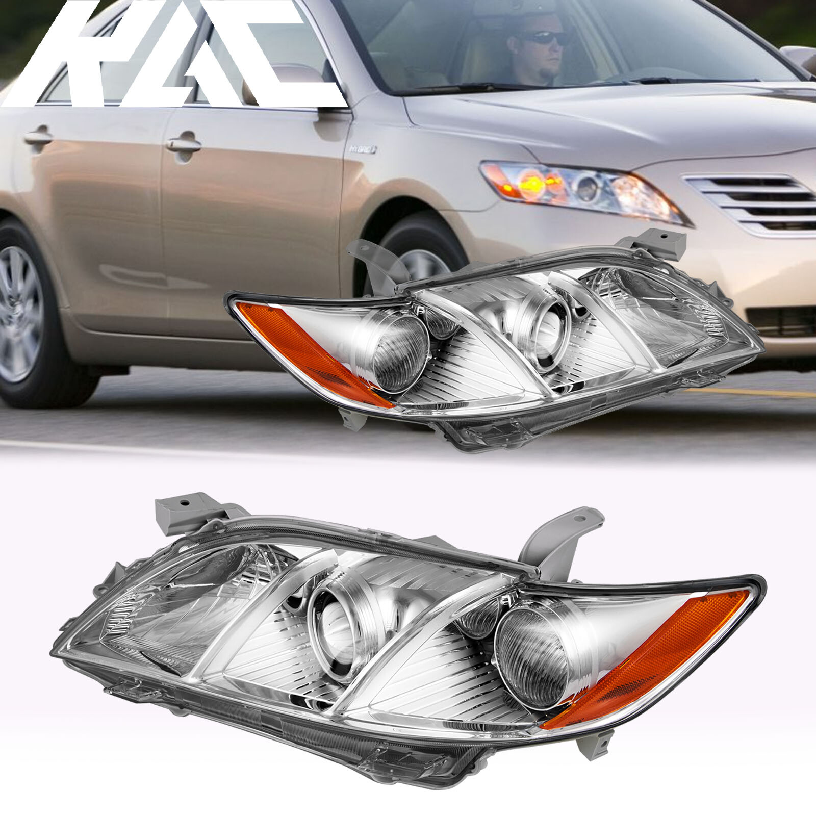 Headlight Headlamp Set For 2007 – 2009 Toyota Camry Left and Right Halogen 2PCS