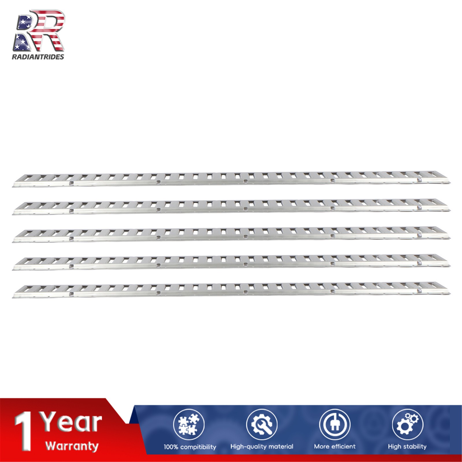 Zinc Plated Steel E-Track Tie-Down 5 Rails 5 Ft Each Silver For Camper Van