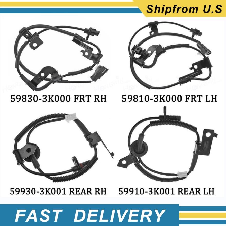 4PCS Rear & Front Left Right ABS Wheel Speed Sensor for Hyundai Azera Sonata