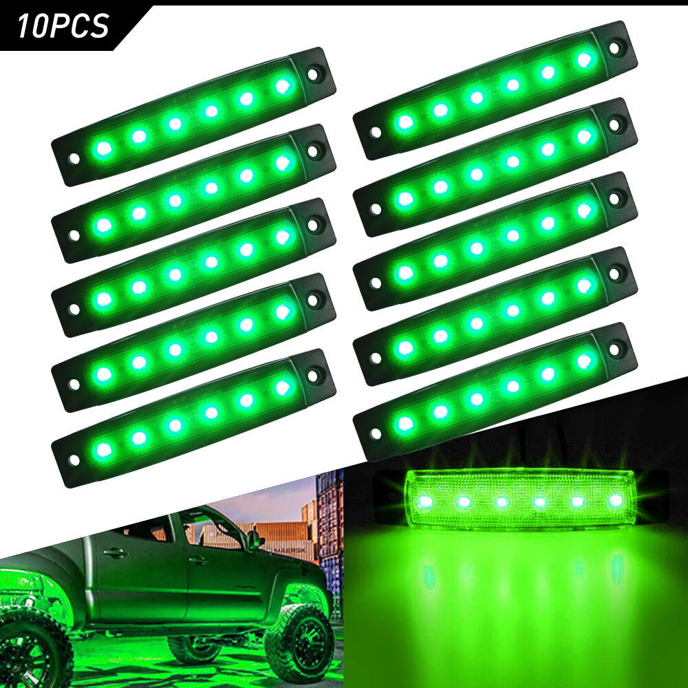 10 Pods Underglow Lights Green Strip LED Underbody Rock Lamp for Jeep ATV Smoked